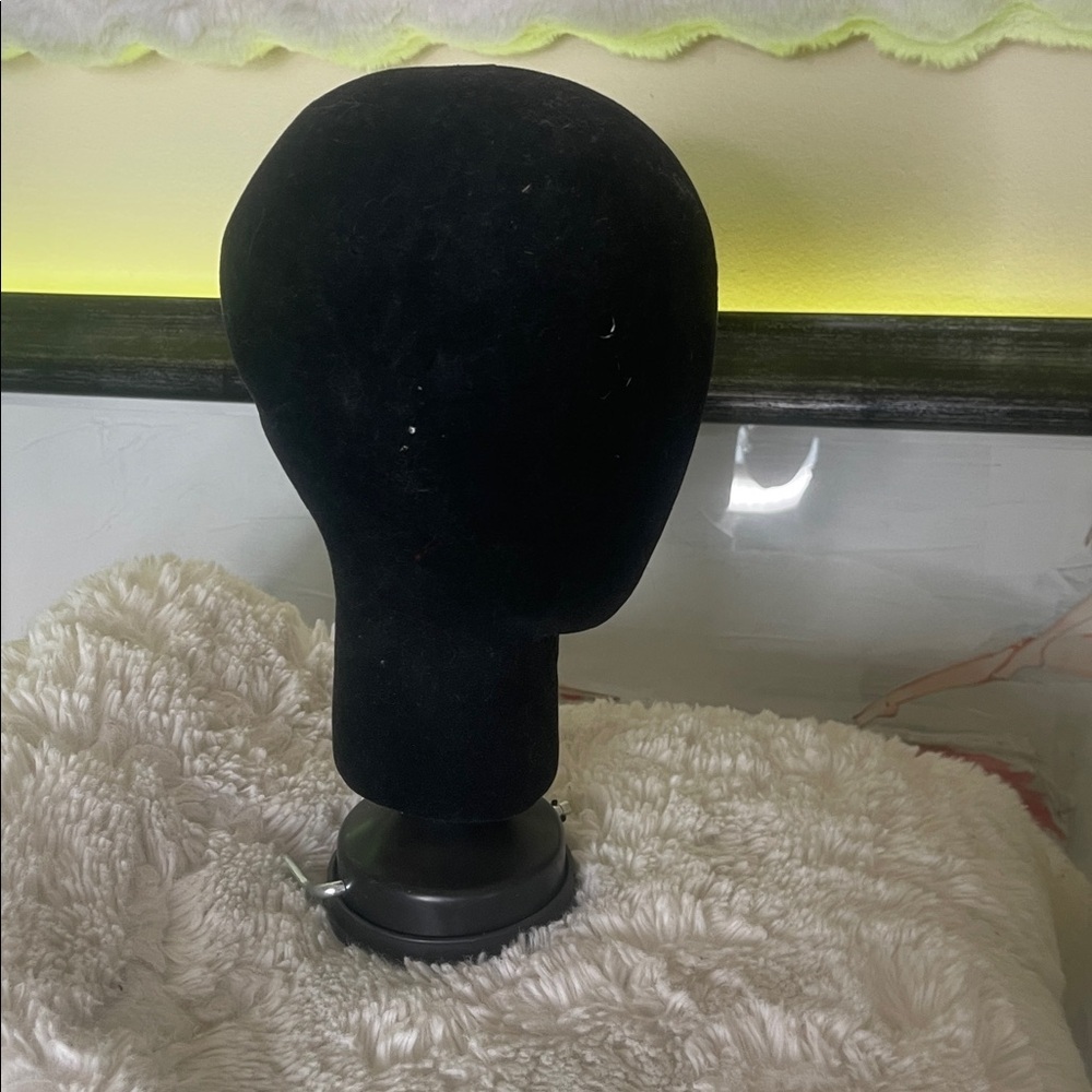 Black Velvet styrofoam Mannequin Head for display . Preowned - Picture 5 of 8
